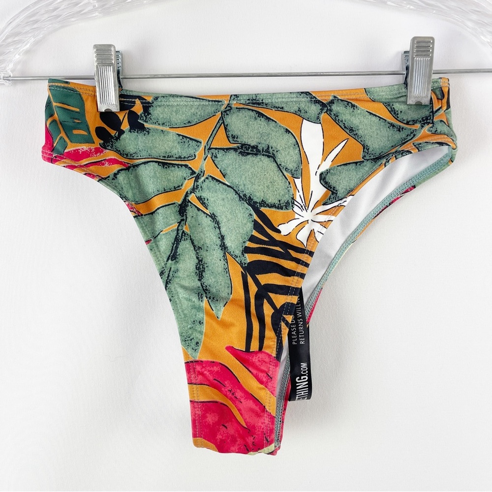 NEW Pretty Little Thing Orange Big Leaf Cheeky Bum Bikini Bottom Size 6